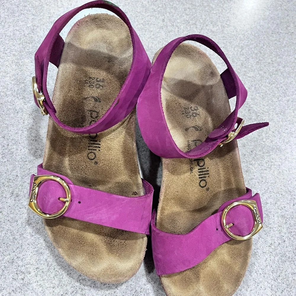 Birkenstock Soley Papillio Sandals Womens 6 or 230 Purple/Pink Wedge Ankle Strap - Picture 16 of 16